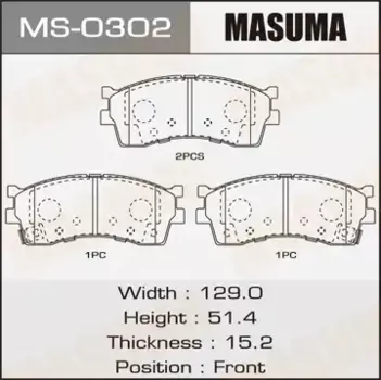 Тормозные колодки дисковые MASUMA MS-0302