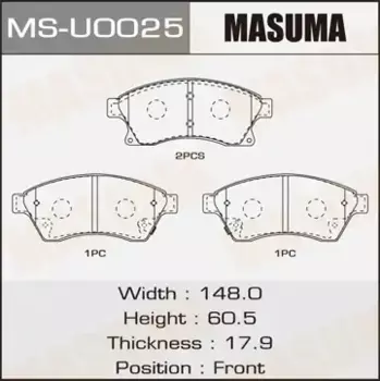 Тормозные колодки дисковые MASUMA MS-U0025