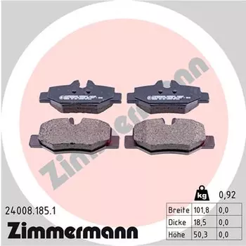 Тормозные колодки дисковые задняя ось ZIMMERMANN 24008.185.1