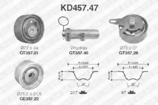 Комплект ГРМ SNR KD457.47