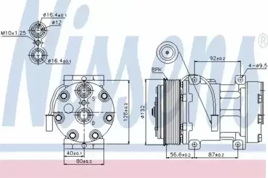 компрессор кондиционера! 24V d132 8пазов\ RVI Magnum 05> 89140 NISSENS