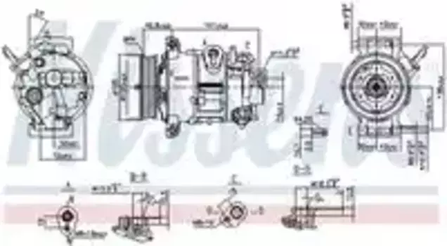 компрессор кондиционера! алюм. Denso\ Jeep Patriot/Compass 1.8-2.4 07>, Dodge Caliber 06> 890030 NISSENS