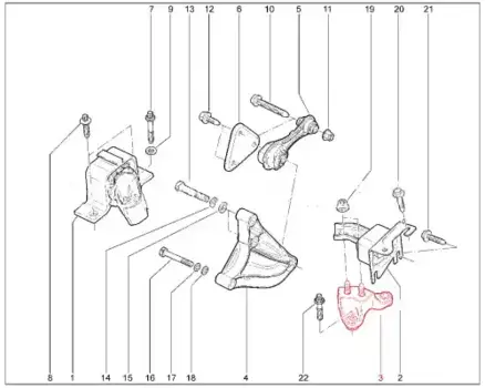КРОНШТЕЙН ЛЕВОЙ ОПОРЫ ПОДВЕСКИ ДВИГАТЕЛЯ 8450020020 LADA