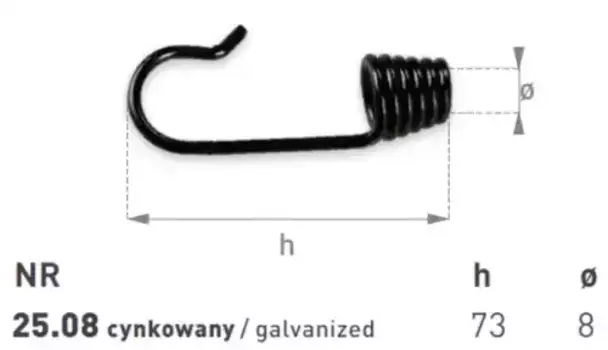 крючок для экспандера! D=8mm \ 25.08 BOZAMET