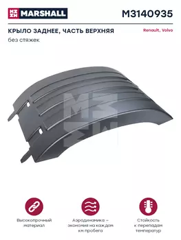 крыло заднее! верхняя часть без стяжек черный пластик\ VOLVO