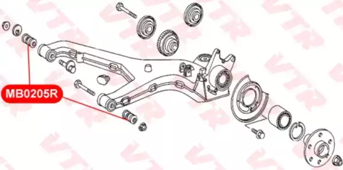 MB0205R САЙЛЕНТБЛОК РЫЧАГА ЗАДНЕЙ ПОДВЕСКИ, НАРУЖНЫЙ VTR