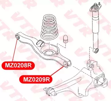 MZ0209R Сайлентблок нижнего рычага задней подвески,внутренний VTR