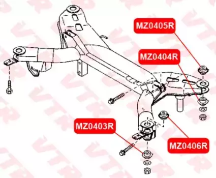 MZ0403R САЙЛЕНТБЛОК БАЛКИ ЗАДНЕЙ ПОДВЕСКИ VTR