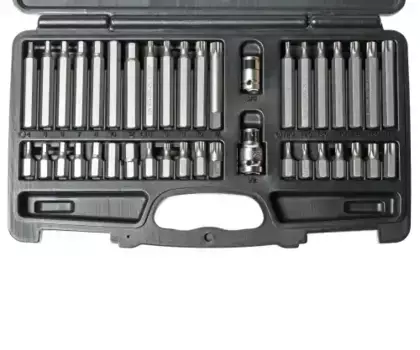 набор бит! TORX, HEX, SPLINE с адаптерами 3/8'' 1/2'' (в кейсе) 40 предметов\ JTC-3965 JTC