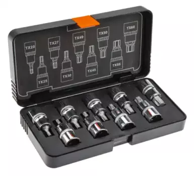 набор головок! с насадками Torx 55мм, 1/2', T20-T60, CrV, 9 шт.\# 08-707 NEO