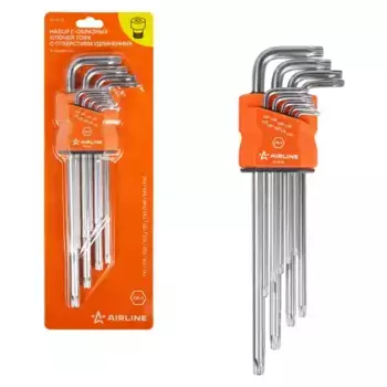 набор ключей! Г-обр.TORX с отв. 9пр. длин.Т10Н,Т15Н,Т20Н,Т25Н,Т27Н,Т30Н,Т40Т,Т45Н,Т50Н\ AT-9-21 AIRLINE