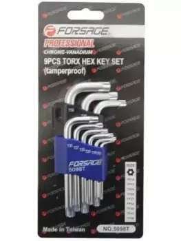 набор ключей! Г-обр.TORX с отв. 9пр.Т10Н,Т15Н,Т20Н,Т25Н,Т27Н,Т30Н,Т40Т,Т45Н,Т50Н\ F-5098T FORSAGE
