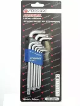 набор ключей! Г-обр.TORX с отв. 9пр. длин.Т10Н,Т15Н,Т20Н,Т25Н,Т27Н,Т30Н,Т40Т,Т45Н,Т50Н\ F-5098TL FORSAGE