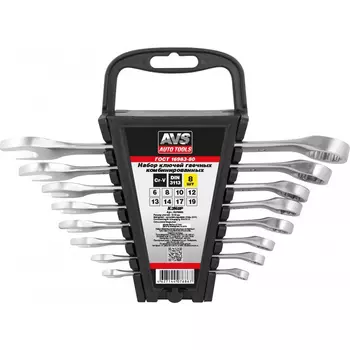 набор ключей гаечных комбинированных на держателе! (6-19 мм) (8 предметов) AVS K3N8P\ A07686S