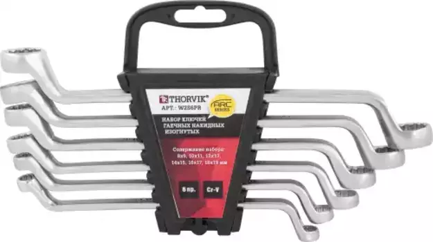 набор ключей гаечных накидных изогнутых серии ARC! на держателе, 8-19мм, 6пр.\ W2S6PR THORVIK