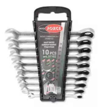 набор ключей комбинированных трещоточных! 10пр. (8, 10, 12-19мм)\ RF-51102 ROCK FORCE