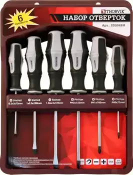 набор отверток стержневых! с крепежной планкой, 6пр.\ SDS06BH THORVIK