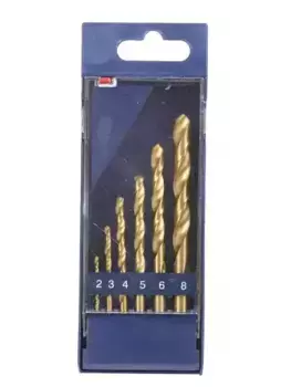 набор спиральных сверл по металлу HSS TiN в пластиковом кейсе! d2.0-8.0 мм, 6 пр.\ TDBS6 THORVIK