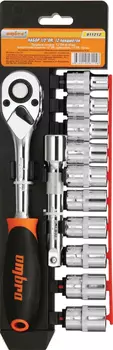 набор торц.головок! 1/2'' 12пр. торц.гол.10-19мм, трещотка 72 зубца быстр.сброс, удлин.125мм\ 911212 OMBRA