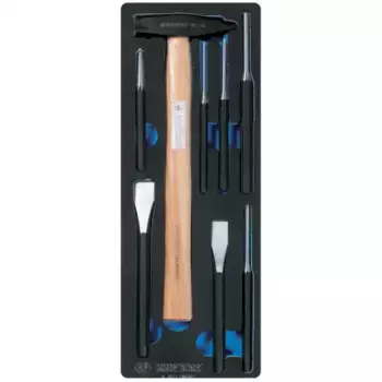 набор зубил, выколоток, кернеров! с молотком, ложемент, 8 предметов\ 9-90118PRV KING TONY