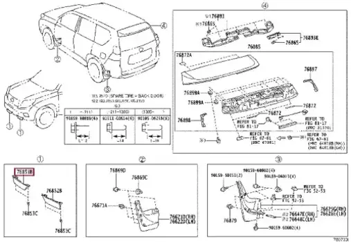накладка бампера переднего правая!\ Toyota Land Cruiser Prado 09-17, Lexus GX460 09-13 7685160010 TOYOTA / LEXUS
