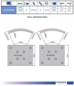 Накладки тормозные FOMAR FO 212400