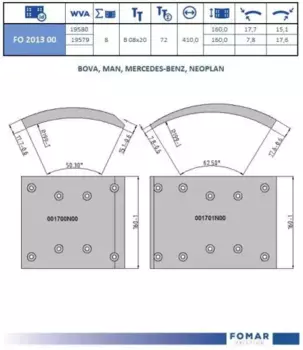 Накладки тормозные FOMAR FO 201300