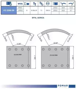 Накладки тормозные FOMAR FO 204600