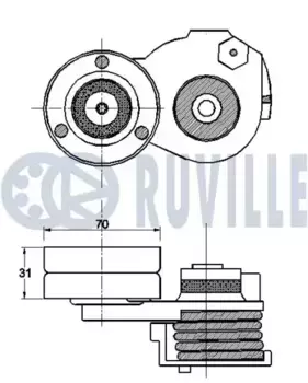 натяжитель ремня в сборе!\DAF CF85/XF95/XF105 542516 RUVILLE