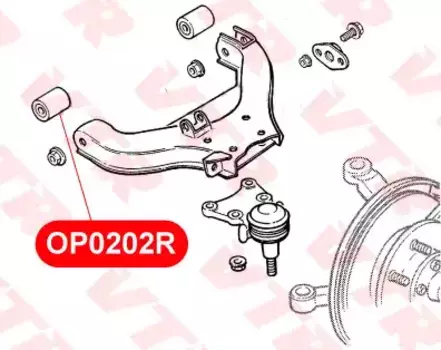 OP0202R САЙЛЕНТБЛОК НИЖНЕГО РЫЧАГА ЗАДНЕЙ ПОДВЕСКИ VTR