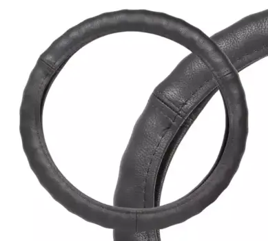 оплетка на руль! ребристая, гладкая кожа, черная, 37-39 см/м\