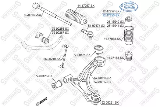 опора амортизатора переднего!\ Suzuki Grand Vitara/Escudo JB416/JB420/JB627 -2006 12-17258-SX STELLOX