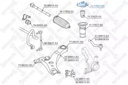опора амортизатора переднего!\ Toyota Camry ACV3#/MCV30 01> 12-17027-SX STELLOX