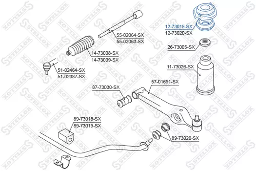 опора амортизатора переднего! VIN:  12-73019-SX STELLOX