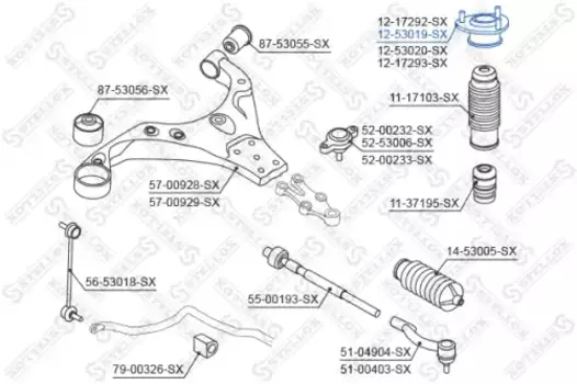 опора амортизатора заднего левого!\ KIA Sportage aII 04> 12-53019-SX STELLOX
