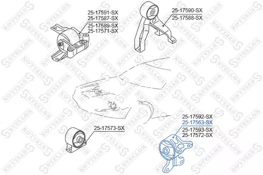 Подушка крепления двигателя STELLOX 25-17563-SX