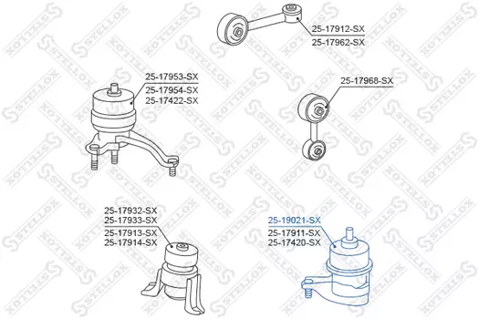 Подушка крепления двигателя STELLOX 25-19021-SX