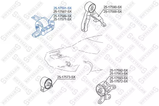 Подушка крепления двигателя STELLOX 25-17591-SX