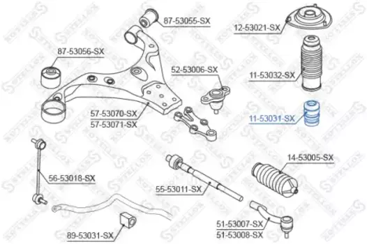 отбойник амортизатора!\ Hyundai Tucson, KIA Sportage II 04> 11-53031-SX STELLOX