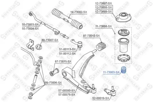 отбойник амортизатора переднего!\ Daewoo Leganza 97> 11-73003-SX STELLOX