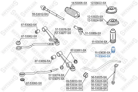 отбойник амортизатора переднего! VIN: 020708>\ KIA Rio 02> 11-53040-SX STELLOX