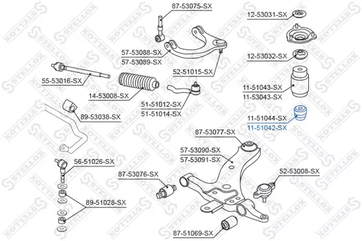 отбойник амортизатора заднего!\ Hyundai Getz 02> 11-51042-SX STELLOX