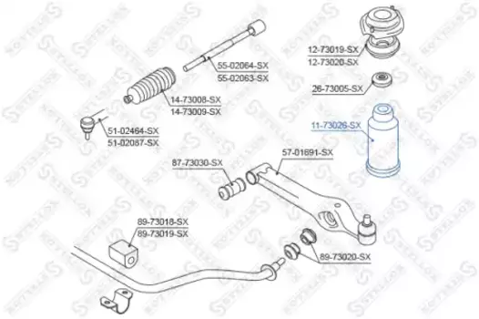 отбойник-пыльник амортизатора переднего!\ Daewoo Matiz 98> 11-73026-SX STELLOX