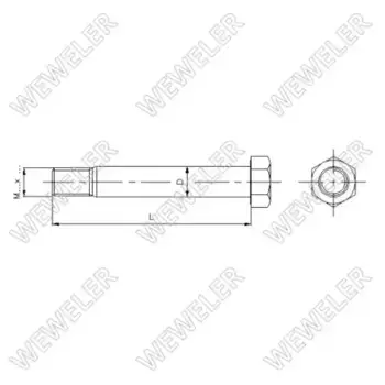 палец рессоры !M27x2x195 головка шестигранная с юбкой D=30\SCHMITZ C401016G WEWELER