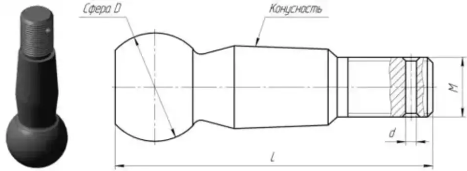 палец рулевой тяги !D=40,L=104,М24х1.5 \МАЗ-5336/5337/5551/5516/6501/5440/6303/6430 5336-3003065-02 БААЗ