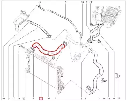 патрубок радиатора! подводящий\ Lada XRay 8450020027
