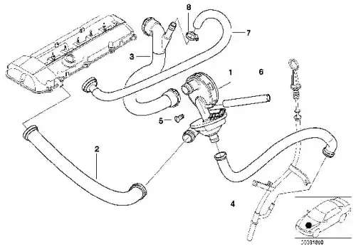патрубок вен-ции картерных газов! нижн. резин.\BMW E39/46/60/61/65/66/X3I/X5I/Z3 all 00> 11 15 7 532 629