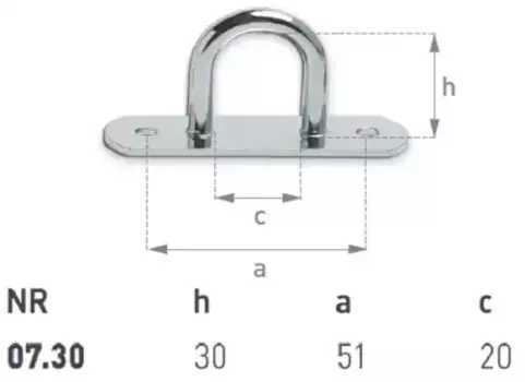 петля тента! овальная, 51х30мм\ 07.30 BOZAMET