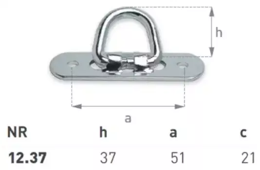 петля тента !подвижная, овальная оцинкованная \ 12.37 BOZAMET