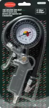 пистолет для подкачки шин! с аналоговым манометром и шлангом 0-16Bar, в блистере\ RF-STG-05 ROCK FORCE